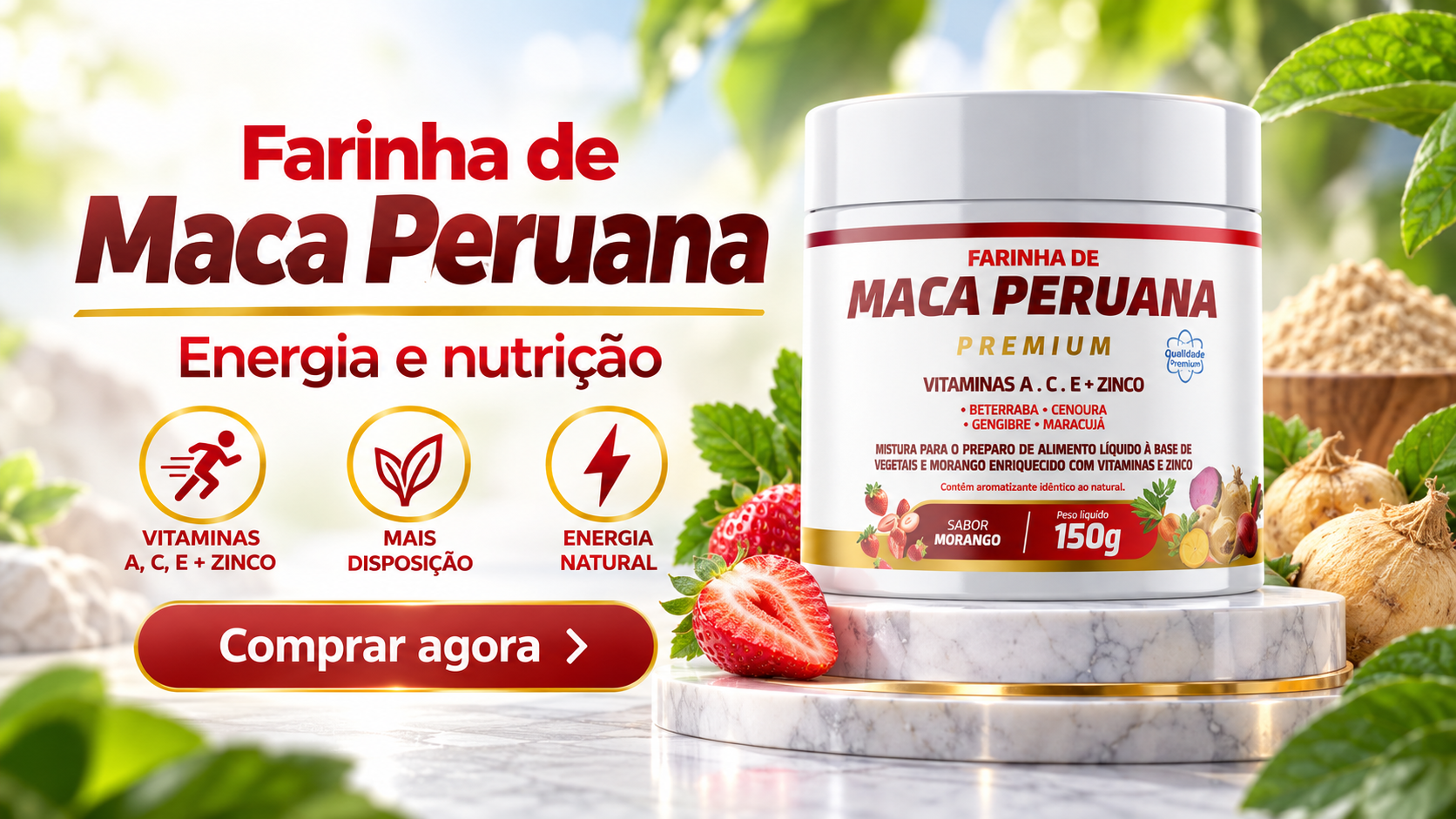 Farinha de Maca Peruana - energia e nutrição